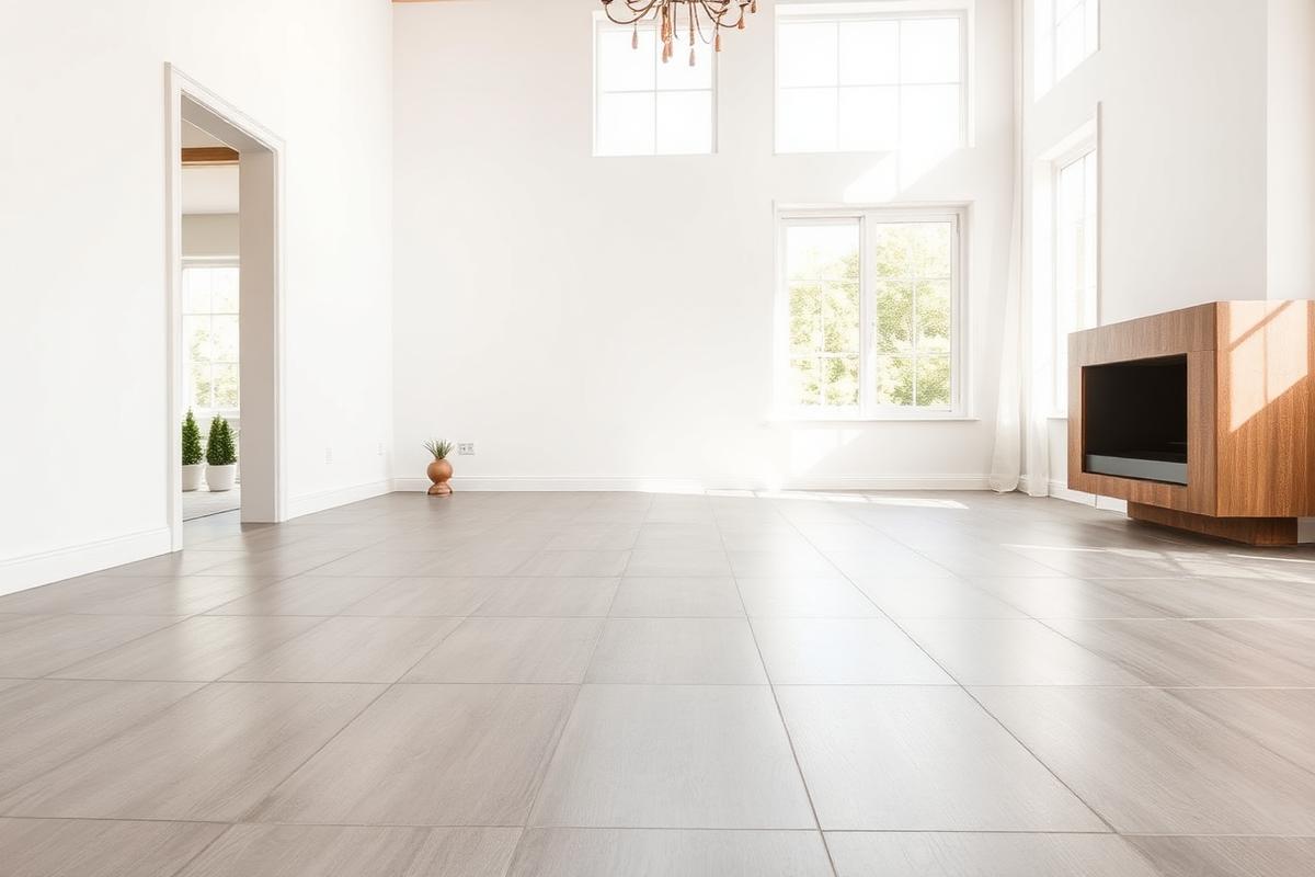 Sala com novo pavimento cerâmico em Setúbal